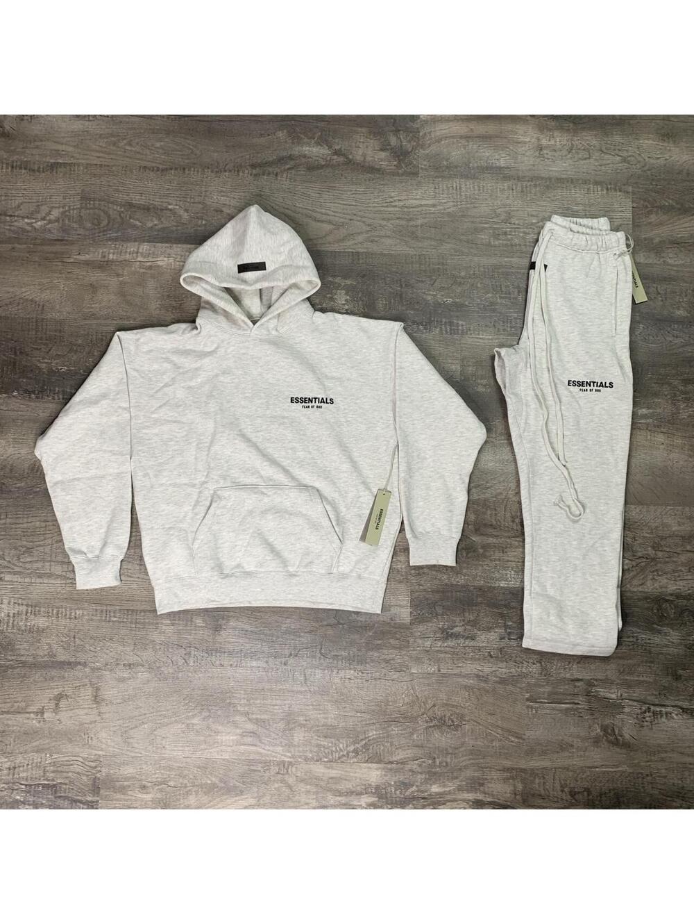 Essentials Hoodie & Sweatpants Set Light Oatmeal | Medium